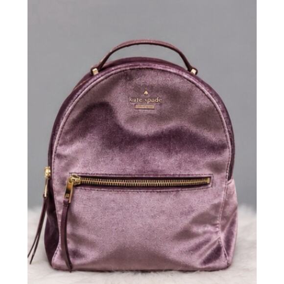 kate spade new york Handbags - Kate Spade New York Velvet Mini Backpack Mauve Pink Gold Zip Bag